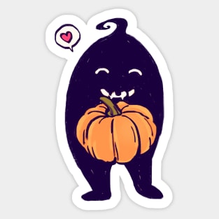 happy krobus with his favorite pumpkin Sticker